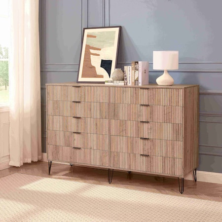 Manhattan Comfort DUMBO 10-Drawer Double Tall Dresser in Grey DR004-GY